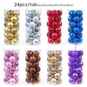 LK Brand 24 Pcs 14x31cm 9 Color Handmade Shatterproof Plastic Silk Screen Printed Christmas Hanging Ball Ornament For Xmas Tree