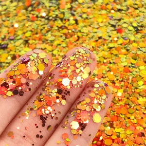 Wholesale Eco-Friendly Plastic Glitter Powder Mixed Hexagon Sequins Nail Art Crafts Party Decoration Christmas Halloween
