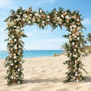Modern Square Artificial Flower Arch 8*8ft Large Floral Arrangement Arch Backdrop for Party Background Decoration