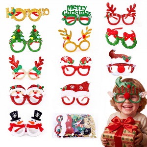 Christmas Tree Elf Reindeer Antlers Santa Claus Headband Christmas Hat Glasses Set Eco-friendly Reusable Outdoor Party Supplies