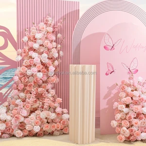 Romantic Style White Pink Seaside Realistic Fabric Artificial Flower Arch for Wedding Arrangement Background for Engagement