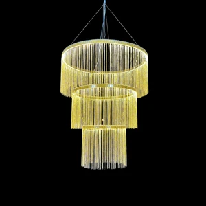 2026 High Quality Chandelier Wedding Decoration Stage Ceiling Light Wedding Decoration Prop Round Gold Silver Chain Chandelier