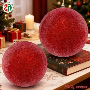 High Quality Luxury Matte Cherry Red Glitter Christmas Ball Hanging Ornament for Xmas Tree Ball Home Holiday Party Decoration