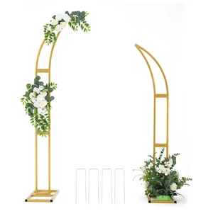 2pcs Curved Wedding Arch Backdrop Stand for Bridal Shower, Gold Wedding Arch, Half Metal Balloon Arch for Wedding Ceremony