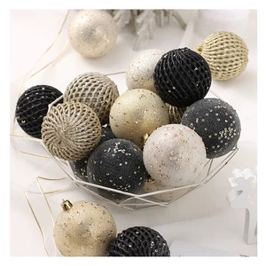 8cm 12pcs Modern 1 Color Printed Decorative Tree Hanging Christmas Ball Ornaments Shatterproof Sequins