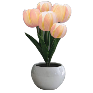 Flower Table Lamp with Tulip Design,LED Night Light in Vase Perfect for Home,Living Room, Birthday,Holiday,Wedding & Party Decor