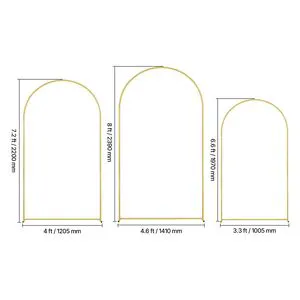 Set of 3 Easy-to-Assemble Wedding Arch Backdrop Stands Metal Stable with Crossbar Design 8ft/7.2ft/6.6ft Go!