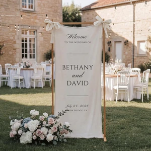 Personalized Modern Wedding Fabric Welcome Ceremony Sign Custom Linen Wedding Welcome Sign for Birthday Boho Wedding Decorative