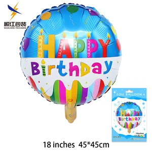 18 Inch Kids Birthday Party Balloon Supplier Round Shaped Foil Balloon Happy Birthday Printing Inflatable Decoration Balloons