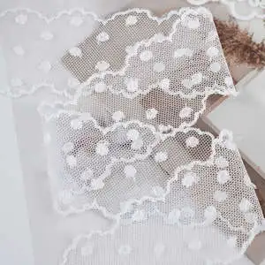 White Lace-Trimmed Satin Ribbons for Cake Borders Decorative Fabric Strips Handmade DIY Gift Ribbons-Multi-Pattern Various