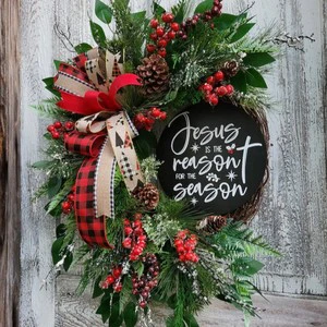Cross-border Christmas Flower Ring Festival Decorations Vine Arrangement Props Wreath Decorations, Door Hangings