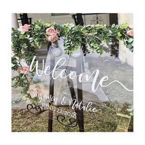 Clear Glass Look 18x24 Personalized Acrylic Wedding Welcome Sign for Display, Custom Wedding Sign