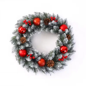 PVC Christmas Wreath Party Garland with Pine Needles for Door Hanging Decorations Home Shopping Malls Hotels Scenes Layout