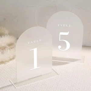 Wholesale Arch Acrylic Table Signs Frosted Table Numbers Wedding Custom Table Number Holder Stand