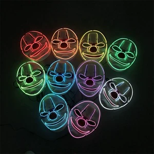EL Wire Mask Light Up Neon Clown Glowing LED Mask For Halloween Party And Concert Scary Party Theme Cosplay Payday Masks