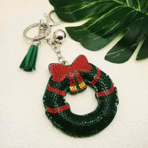 Christmas Gift Idea: Christmas Wreath with diamond Rhinestone, Hot-fix Rhinestone Christmas Wreath, Bag Hanging Decoration
