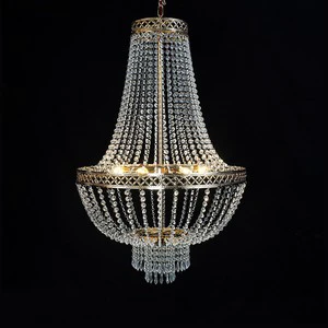 Hot Sale Wedding Decoration Metal Iron Plating Crystal Bead Curtain Chandelier Wedding Event Stage Decoration Ceiling Light