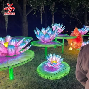 3D Illuminated Flower Lantern Sculptures For Public Square & Commercial Events