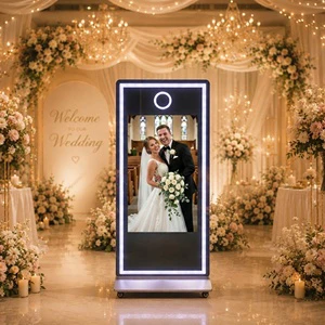 76 Inch Mirror Photo Booth Machine 49 Inch Touch Screen Built-in Printer With Wheels Ring Light For Wedding Party Rental