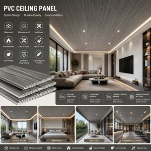 Modern PVC Perforated Ceiling Tiles Lightweight Waterproof Wood Grain Ceiling Panels With Ceiling Grid For Home Decoration