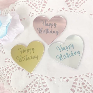 Mirror Marking Paper Cupcake Decoration Acrylic Happy Birthday Anniversary Party Cake Decoration
