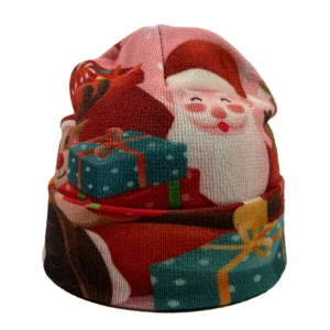 OEM Unisex Festival Gift Winter Knit Hat Cap All Over Digital Sublimation Full Printing Custom logo Santa Hat Christmas Beanie