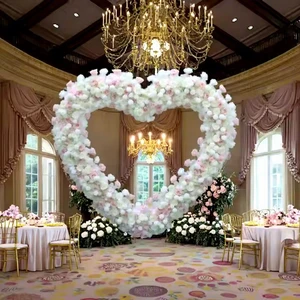 EG-RF25 New Arrival Durable Adjustable Wedding Arch Heart-Shaped Metal Silk Artificial Horn Arch Eco-Friendly Wedding Stage