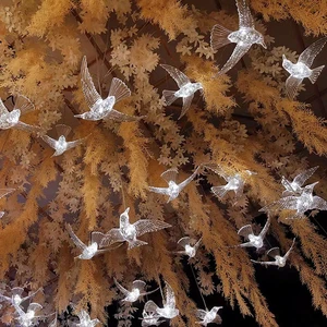 Wedding Stage Aerial Ceiling Decoration LED Hanging Lamp 10 Head Acrylic Bird Chandeliers Lights Decoration