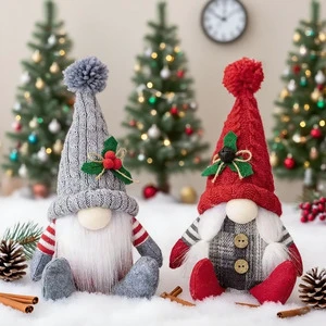 Christmas Decoration Knitted Doll Santa Claus Plush Toy Doll Gnomes For Xmas Holiday Home Window Decoration