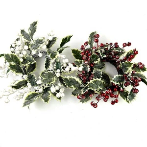 Hot Sale Natural Grapevine Wreath Christmas Garland with White Snow Red Berries for Home Front Door Decor for Easter Graduation