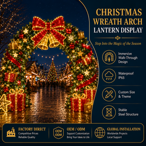Large Christmas Wreath Arch Lantern For Mall Entrance And Outdoor Light Show