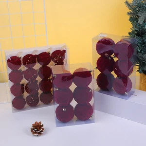 Christmas Ball Decoration Velvet Christmas Balls Hanging Decorative Gift Set Flocking Christmas Bauble Luxury Tree Ornaments