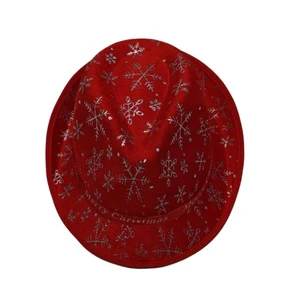 Custom Red Denim Christmas Jazz Hat Snowflake Printed Party Hat-Adjustable Unisex Adult Polyester Four Seasons