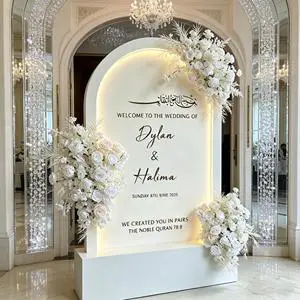 Premium Wedding Decor Sign LED Light White Welcome Sign Backdrop Personalized PVC Board for Entrance Decoration