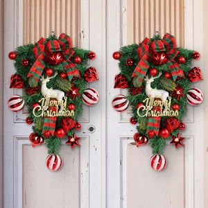 Wholesale for Amazon Red Fruit Christmas Wreath Hanging Deer Tree Supplies for Outdoor Courtyard Christmas Garlands Wreaths