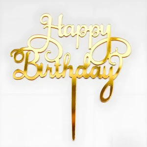 10 Pieces Baking Cake Decoration Supplies Acrylic Card Happy Birthday Plug-in Ornaments Internet Celebrity Cake Accessories