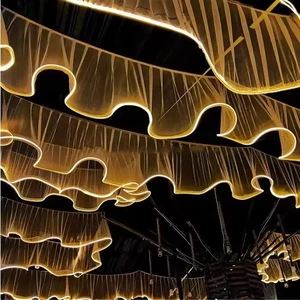 Wholesale Catering Decorations Wedding S Shape Net Cloth Ceiling Drapes Decoration Led Strips Wedding Ceiling Light Decorations