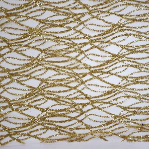 New Arrival Glitter Mesh Gold Lace for Glitter Gown Glamorous Dresses HY0623-5