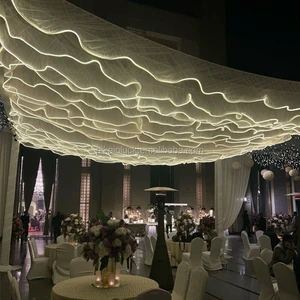 Hot Sales Ceiling Decoration for Events White Chiffon Tulle With Led Light for Wedding Party Ceiling Decoration