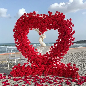 High Quality Silk Art Love Heart Shaped Arch Flower Arch Outdoor Wedding Party Eco-Friendly Event Decoration Wholesale Decor
