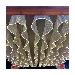 Party Wedding Props Hall Decor Hanging Drapery Fabric Light Flower Ceiling Decoration Led Drapes