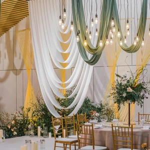 Elegant Wedding Ceiling Decoration Multi - Layer Wedding Ceiling Drape Wave - Shaped Arc Curtains for Events Celebration Decor