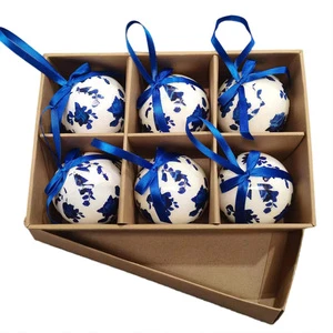 New Year Decorative Christmas Ball 8CM Retro Yuan Blue and White Pattern Sticker Foam Ball Christmas Tree Hanging Ball
