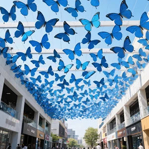 Wind-Driven Wedding Ceiling Decorations Giant Simulated Butterfly Art Installation for Weddings Parks Pedestrian Streets