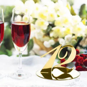 Acrylic Table Numbers for Wedding Reception Decoration, Gold Table Number Holders Mirrored Wedding Table Number Signs