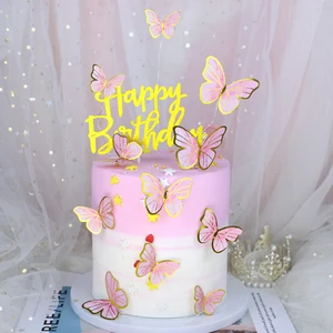 Lovely Butterfly Cake Decoration 10 Pieces Per Set Mixed Sizes Paper Butterfly Cake Topper for Celeberation Cake Decorations