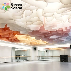 White Translucent French Textured Paper Wave Shaped Ceiling Material for Cafe Wedding Event Arrangement