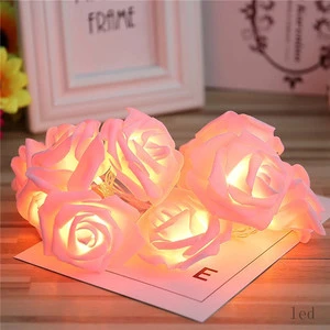 Indoor Decoration Silk Rose Led White Rose Flower String Light Premium Romantic Wedding fairy Light for Garden Patio