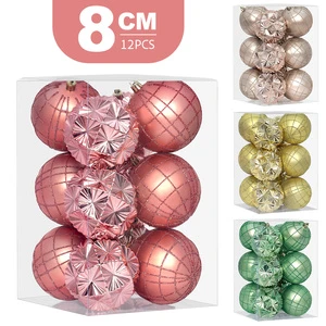 TANG XI High Quality Tree Ornaments Ball Set Shatterproof Hanging Decoration Ball 8cm 12pcs Merry Christmas Decoration Balls