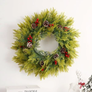 Wholesale Handmade Eco-Friendly Fireproof Christmas Wreath and Garlands for Front Door Decoration